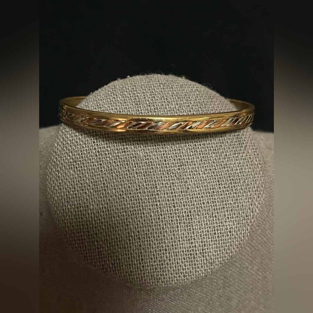 Signed Vintage Sergio Lub Brass, Copper And Silver Cuff Bracelet